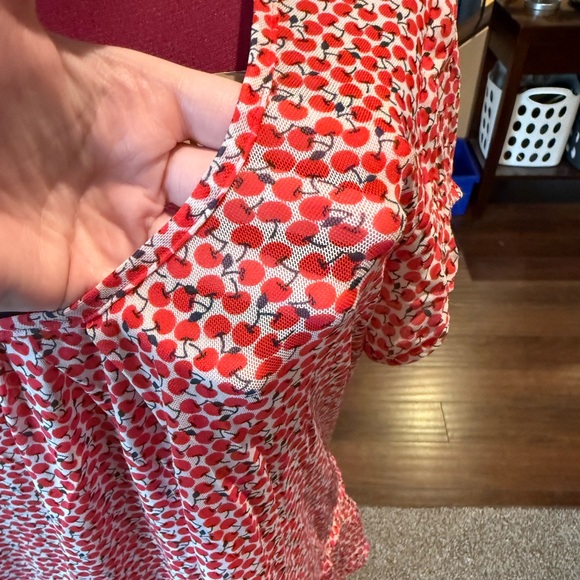 Sheer Mesh Cherry Printed Top - Picture 3 of 7